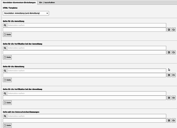 Standard-Backend-Ansicht des Plugins